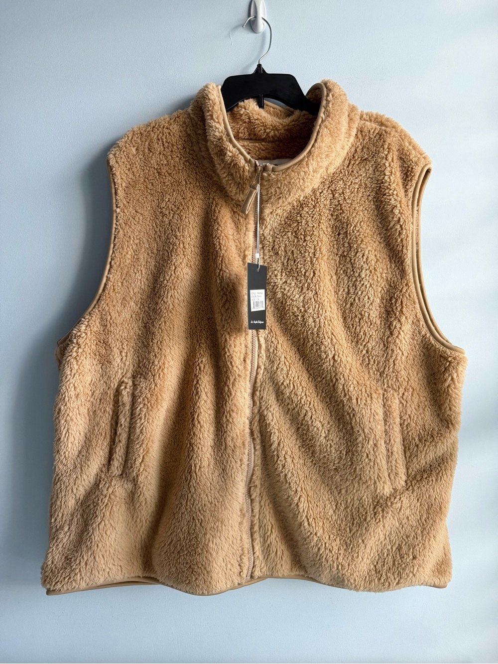 White Mark Women's Camel Super Soft Zip Up Sherpa Vest Size 3XL